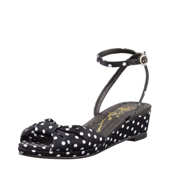 Alice + Olivia Shoes - NEW Alice + Olivia Polka Dot Low Wedge Strappy Sandals Sz 39